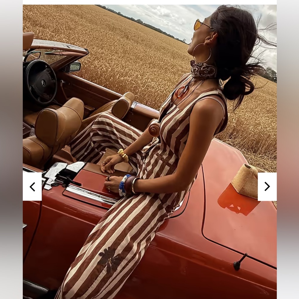 LAST CHANCE Never Fully Dressed brown White Striped wide leg pants NWT size 8